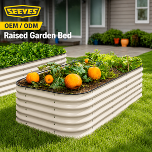 Bac à légumes surélevé en métal galvanisé robuste de 0,6 mm, pour l'extérieur, pour légumes et fleurs, grand modèle ovale - Product Image 1