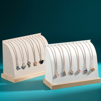 FF2398 bijouterie magasins affichage photographie accessoires chaîne porte-collier velours PU cuir organisateur bois collier présentoir