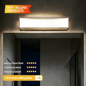 Modern Aluminum Alloy <b>Wall</b> Lamp LED Warm White <b>Light</b> 3500K Rectangular Glass Shade Bathroom Surface Mounted Lighting - Product Image 3