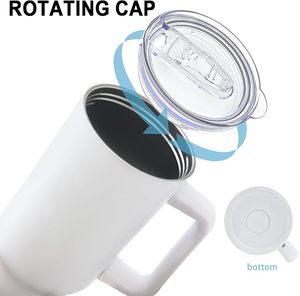 40oz Sublimation Blank Tumbler Handle for Stainless Steel <b>Vacuum</b> Insulated Customizable Thermal Cup for Presents Hot Use - Product Image 2
