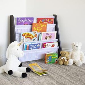 Étagère pour enfants à 4 niveaux Espresso Wood/White Premium Book Shelf avec poches profondes pour les chambres des tout-petits - Product Image 2