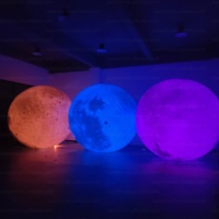 Modèle de lune gonflable géant RGB de 3 m, imprimé sur mesure, sphère planétaire gonflable pour centre commercial, exposition de festival, événement thématique