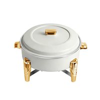 Chauffe-Plat Commercial de Table en Acier Inoxydable 9L Doré, Réchaud Buffet à Alcool avec Couvercle Roulant pour la Restauration