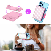 Lumière de selfie rose pour téléphone, lumière de téléphone 60 LED 2000mAh lumière vidéo pour ordinateur portable, maquillage, TikTok, Selfie, Vlog, vidéoconférence