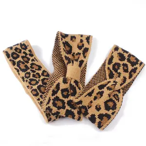 New Leopard Knit Wool Twist Knot Stirnband für Frauen Retro Elastic Turban Warm Bow Knot Breite Haar bänder Mädchen Diademas