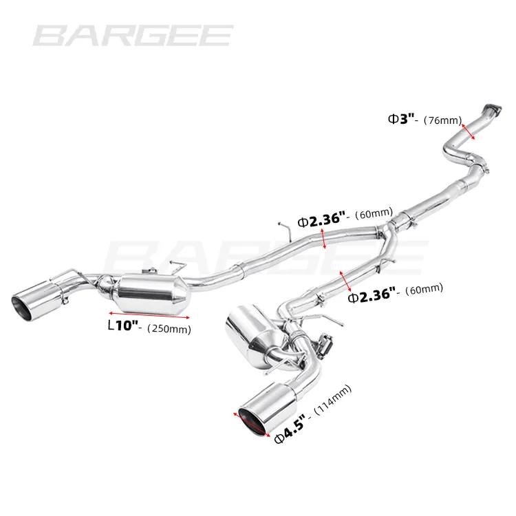 Bargee Valvetronic Knalpot Catback untuk Chevrolet Camaro 2.0T 2016 ~ UP Knalpot Catback Valvetronic Baja Tahan Karat