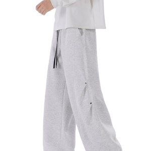 Pantalones Deportivos Anchos Color Gris Jaspeado para Hombre 2025 - Cordón y Botón a Presión, Estilo Casual Minimalista |   Personalizable - Product Image 2