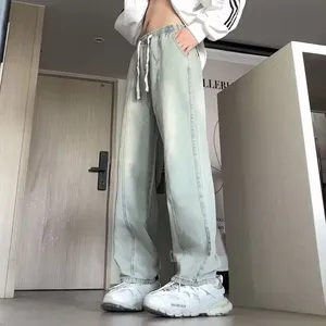 <span class=keywords><strong>Jeans</strong></span> Americani <span class=keywords><strong>con</strong></span> Coulisse Elastica <span class=keywords><strong>in</strong></span> <span class=keywords><strong>Vita</strong></span>, <span class=keywords><strong>Pantaloni</strong></span> Trendy Unisex dal Taglio Dritto e Versatile - Product Image 4