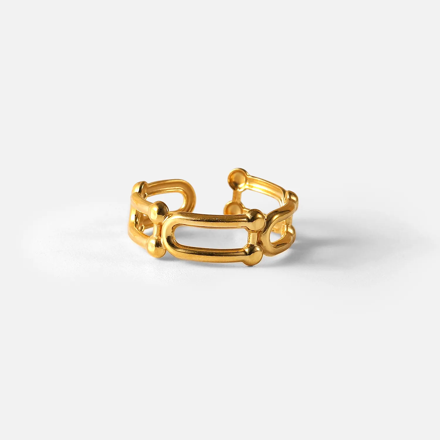 Индивидуальное Золотое кольцо из нержавеющей стали U-образная цепочка с пряжкой в форме подковы, открытое регулируемое массивное кольцо