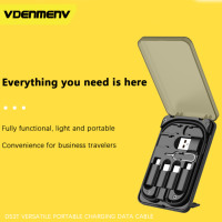 Boîte de rangement pour câble de charge rapide D53T avec support de téléphone, ensemble de câbles de données USB Type C et Micro USB 3A, kit de voyage portable multifonctionnel