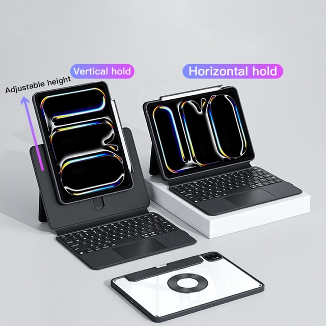IFacemall 360 Detachable Wireless Magnetic Keyboard Case for iPad Air 12.9 M3 M2 Pro 5/6th Gen US Layout CE Certified 2024 Model
