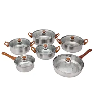 De cocina de acero inoxidable 12pcs conjunto olla de cocina