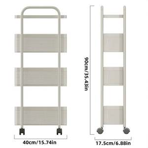 Carrito de Almacenamiento Rectangular de 3/4/5 Niveles, Carrito Móvil con Cestas de Malla para Verduras, Organizador - Product Image 5