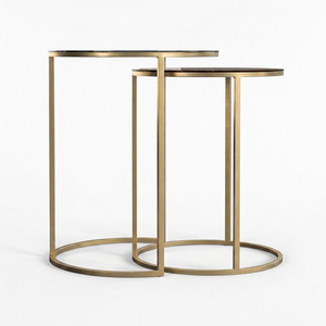 Studio <b>Table</b> Modern Nesting Coffee <b>Tables</b> Set Of 2 Metal Frame Tempered Glass Top Living Room Furniture Minimalist - Product Image 1