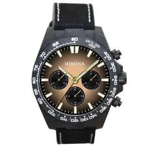 Men's Casual Leather Watches Luxury Wrist Japan chronograph watch movement customer forged carbon fiber watch