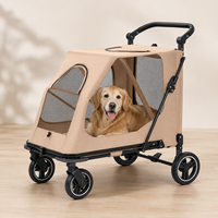 Poussettes pour animaux de compagnie pour grands chiens, capacité de charge de 80 kg, 360° °   Poussette pour chien de grande taille 2-en-1 avec roues amortissantes, pliage en 3 secondes, poignée réglable, OEM