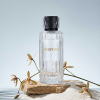 Flacon pulvérisateur en verre cylindrique transparent de luxe pour parfum, 100 ml, vide, ouverture 15 mm, sans couvercle, sérigraphie