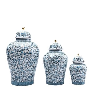 Ensemble <span class=keywords><strong>de</strong></span> pots <span class=keywords><strong>de</strong></span> luxe en porcelaine dorée Famille Rose - Pots à gingembre traditionnels chinois en porcelaine avec couvercles - Product Image 1