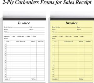 Carnet de factures autocopiantes personnalisé à 2 feuillets avec couverture enveloppante pour les entreprises de vente au détail et de services, vente en gros B2B - Product Image 5