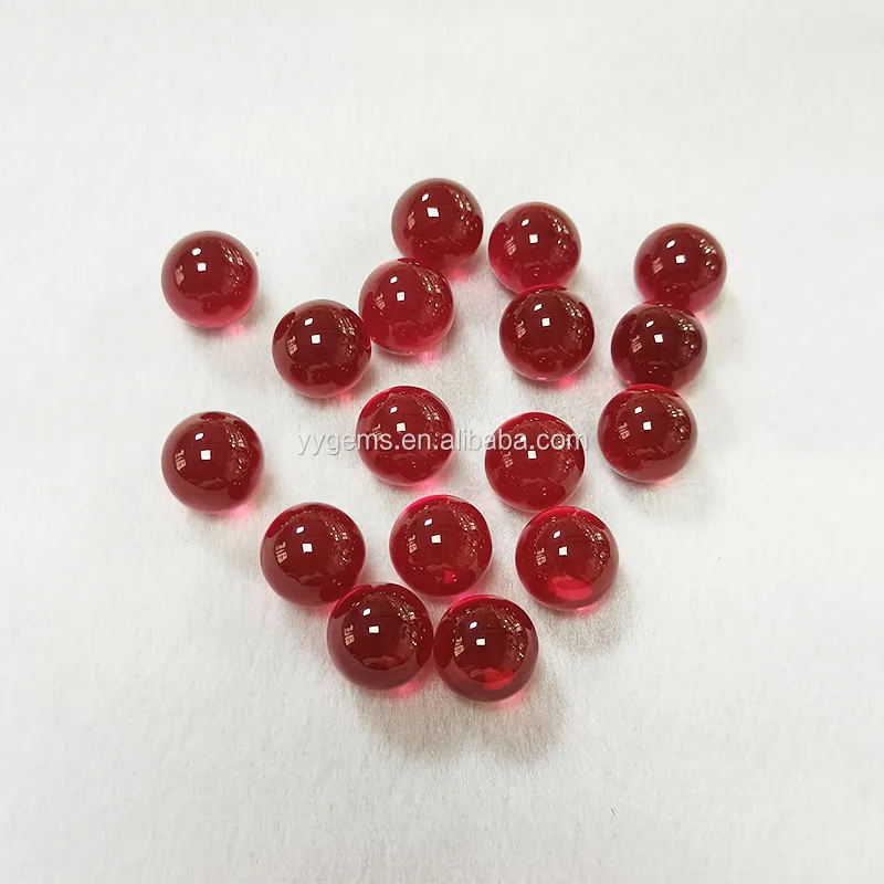 Harga Grosir Ruby Sphere 3Mm 4Mm 5Mm 6Mm Corundum Pearl Ruby Bead 5 # Red Longgar Gemstone Ruby Balls