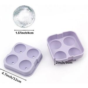 Moule à glaçons sphériques en silicone écologique à 4 compartiments de 1,57 pouce, avec entonnoir, pour une libération facile, réutilisable - Product Image 4