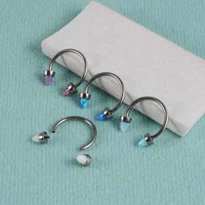 Gaby F136 titanio ópalo nariz anillo G23 herradura nariz tabique cuerpo Piercing joyería tabique Piercing joyería titanio - Product Image 2