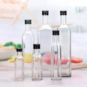 Bouteilles en verre transparentes carrées Marasca pour huile d'<span class=keywords><strong>olive</strong></span> de cuisson, qualité alimentaire, 100 ml, 150 ml, 250 ml, 500 ml, 750 ml, 1 L - Product Image 1