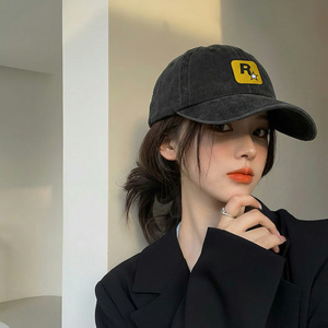 R Brand Baseball Cap Black Cotton Unisex Sun Protection Embroidered Logo - Product Image 2