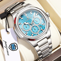 Montre pour homme luxueuse, sportive et élégante, mouvement à quartz, bracelet en acier inoxydable, chronographe analogique, aiguilles, 41 mm, 20 mm
