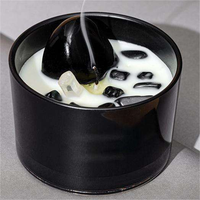 Bougie parfumée artisanale de luxe en verre avec perles électroplaquées colorées, à base de soja et de noix de coco, article très vendu