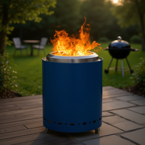 Table de foyer extérieur Db 7,1x7,1x9,7 pouces, bleue, sans fumée, au bioéthanol, chauffage de terrasse, style moderne - Product Image 2