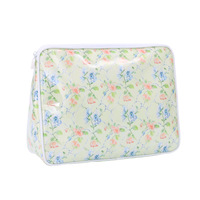 Tas Kosmetik Motif Bunga Berkapasitas Besar, Bahan Vinol PVC Anti Air, Portabel, untuk Perjalanan dan Organizer