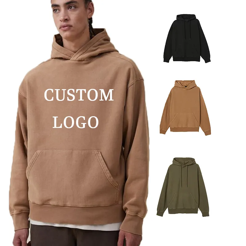 Streetwear 400 Gsm Bestseller Pure Kleur Dynamische Zijde Heren Getailleerd Custom Logo Effen Hoodies Hoge Kwaliteit Geborduurde Hoodie