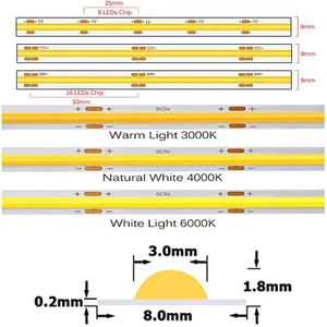 Trần ánh sáng thông minh fcob Pop 12 Volt COB COB LED Strip cho 8 mét 24V LED Nhôm Xe Dải hồ sơ linh hoạt COB LED Strip - Product Image 2