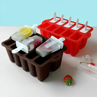Moule à glace à dix cavités en silicone de qualité alimentaire avec bâtonnets en bois pour desserts glacés faits maison