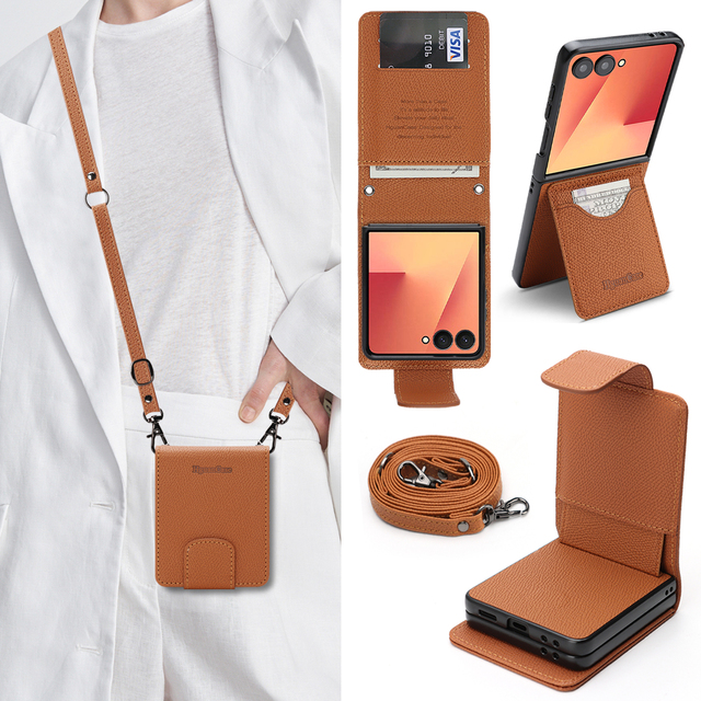 For Samsung Z Flip 8 Phone Case Magnetic Buckle Flip Cover Card Holder Stand Wallet Faux Leather Galaxy Z Flip 7 6 5 4 3