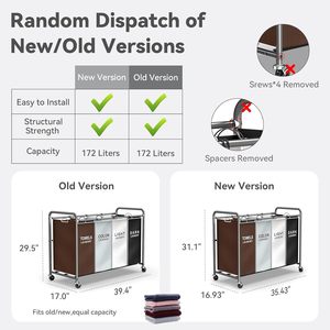 Chariot à <span class=keywords><strong>linge</strong></span> avec 4 bacs organisateur roulant pour petits espaces sacs amovibles roues robustes - Product Image 6