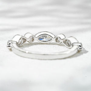 Starsgem 18K White Gold with HPHT <b>lab</b> diamond DEF VS Marquise Round Wedding Band - Product Image 5