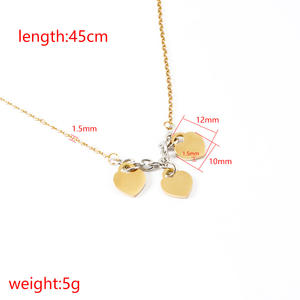 Nuevo collar de 3 corazones esmaltados de acero inoxidable, Collar corto para mujer, pulido de espejo de acero de titanio, nombres de familia personalizados - Product Image 4