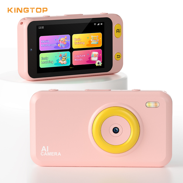 Kids AI Camera with Smart Voice Recorder 3.97in 4G Network Outdoor AI Story Reader for Oral Practice With AI Function Button
