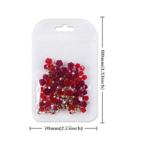 Accessoires pour nail art Camélia Saint-Valentin : Fleurs de rose en résine rouge avec pierres précieuses et perles