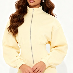 เดรสแฟชั่นผู้หญิงคอลเลคชั่นใหม่ประจำฤดูใบไม้ร่วง/ฤดูหนาว สีพื้นเรียบง่าย คอตั้ง แขนยาว ซิปผ่าหน้า ช่วงเอวเข้ารูป - Product Image 4