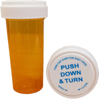 13 19 30 60 Dram capsules résistantes aux enfants bouteilles à presser en plastique Pop Top