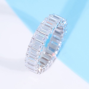 Luxury Dainty 925 Sterling <b>Silver</b> Women's Engagement <b>Rings</b> Full Moissanite for Wedding <b>Emerald</b> Cut - Product Image 1