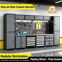 Station de travail pour réparation automobile, panneau perforé multifonctionnel, armoire à outils robuste à 10 tiroirs, capacité de 300 kg, style industriel, OEM/ODM