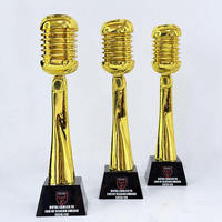 Trophée personnalisé en résine cristalline pour le prix du meilleur chant, trophée microphone en résine dorée