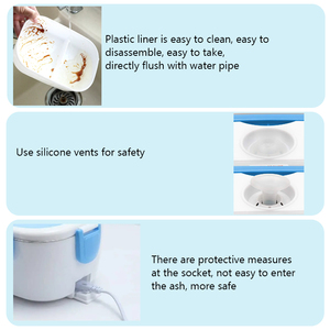 Boîte à lunch Bento domestique en plastique bleu Boîte à lunch électrique avec cuillère Boîte à lunch chauffante portable - Product Image 6