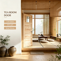 Homestay Project Solid Cedar Timber Interior Glass Door Original Wood Grain Solid Wood Door