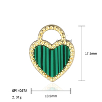 Serrure porte bonheur en forme de cœur, breloque en Malachite plaqué or 925, petite serrure à cadenas