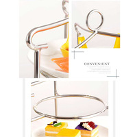 Support de présentation de nourriture en acier inoxydable à 3 niveaux pour buffet de desserts, support de service de buffet, support à gâteaux en métal